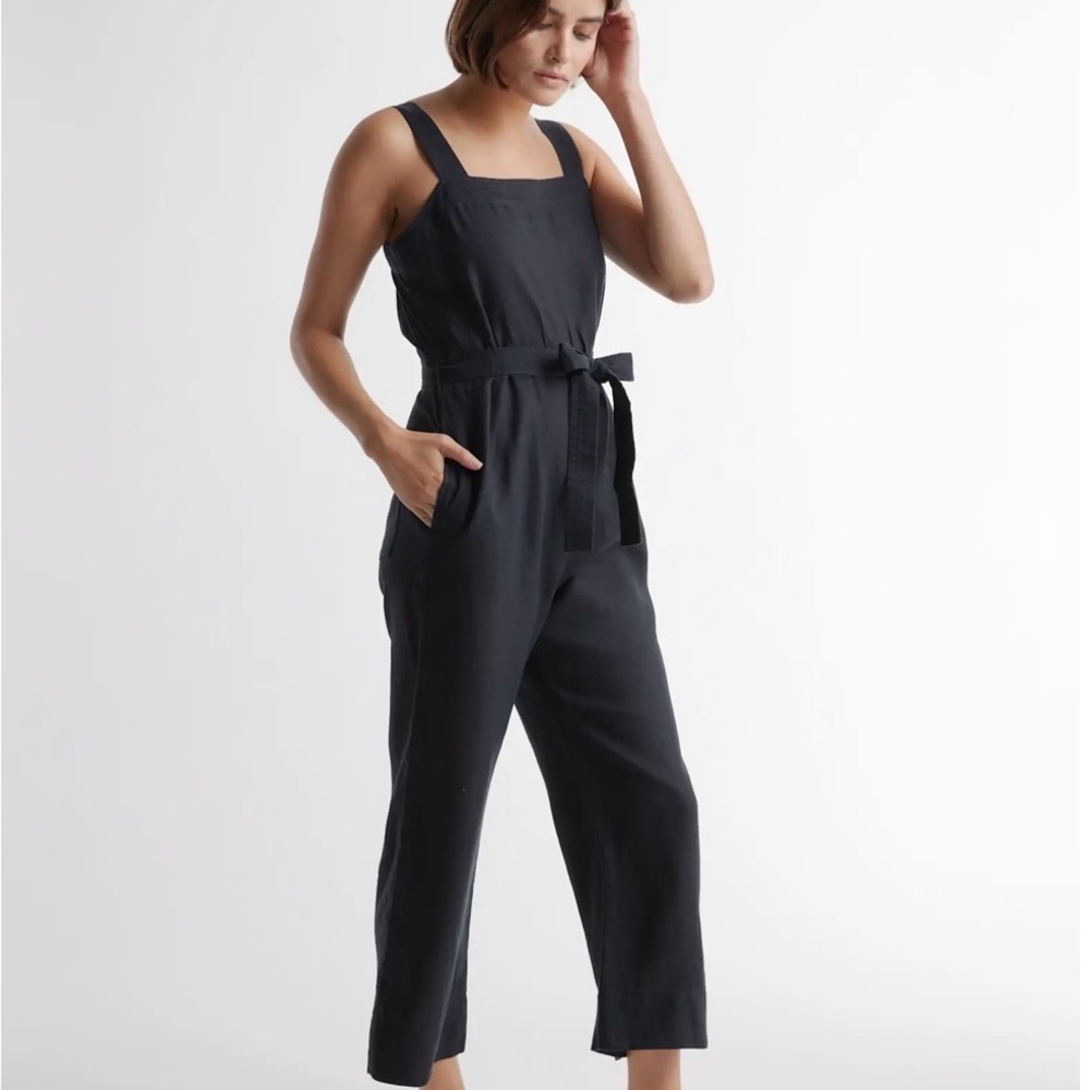Quince Linen Square-Neck Jumpsuit